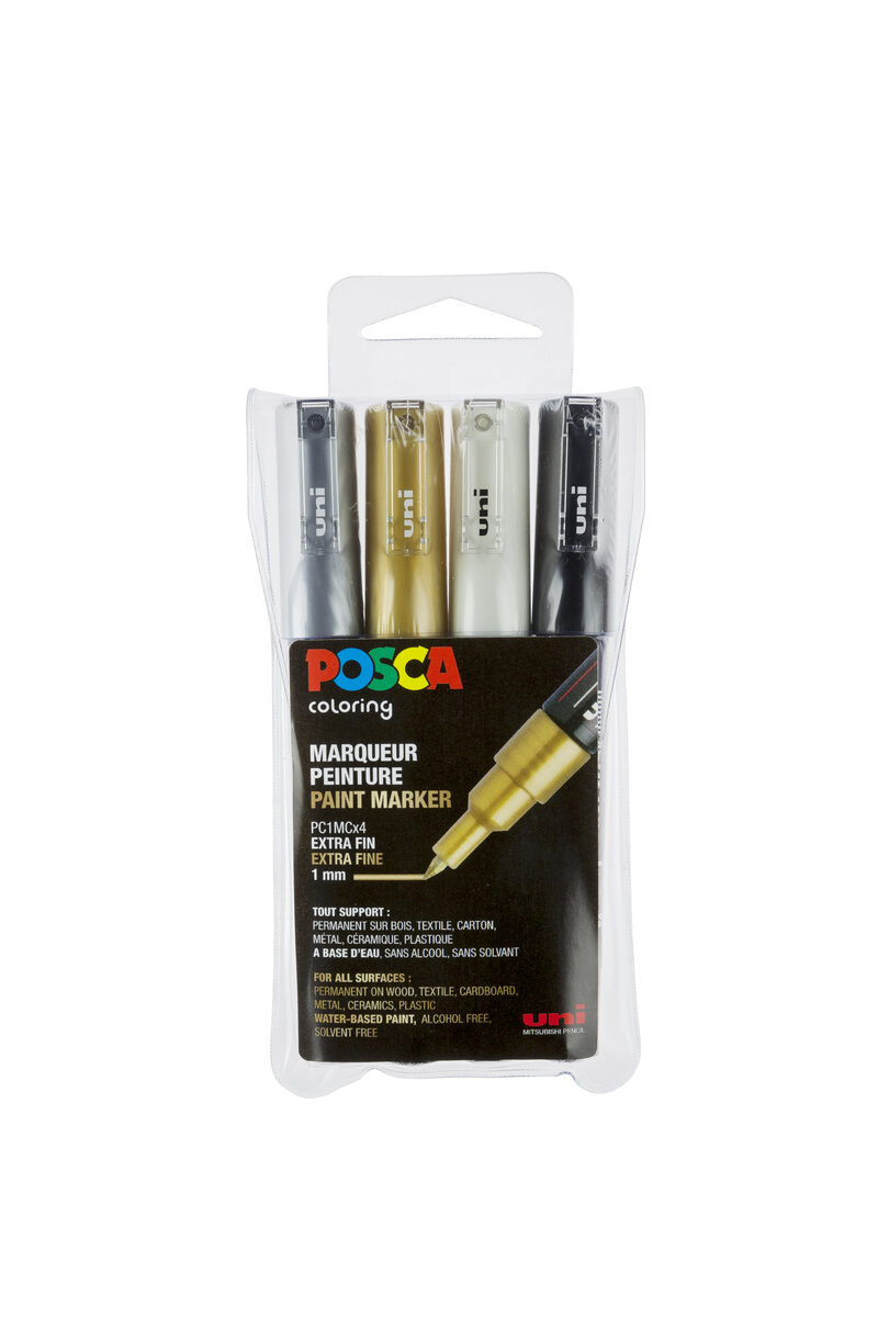 Uni Posca Markers PC-1M, 4-pack Metallic