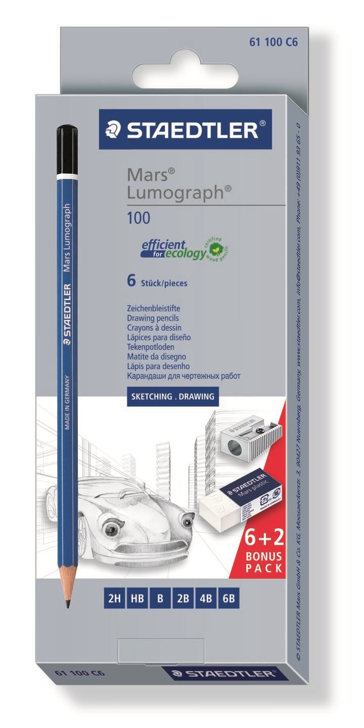 Blyertspenna Mars Lumograph 100 ass set (6)