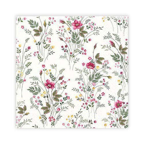 Kaffeservett 20p Småblomster rosa
