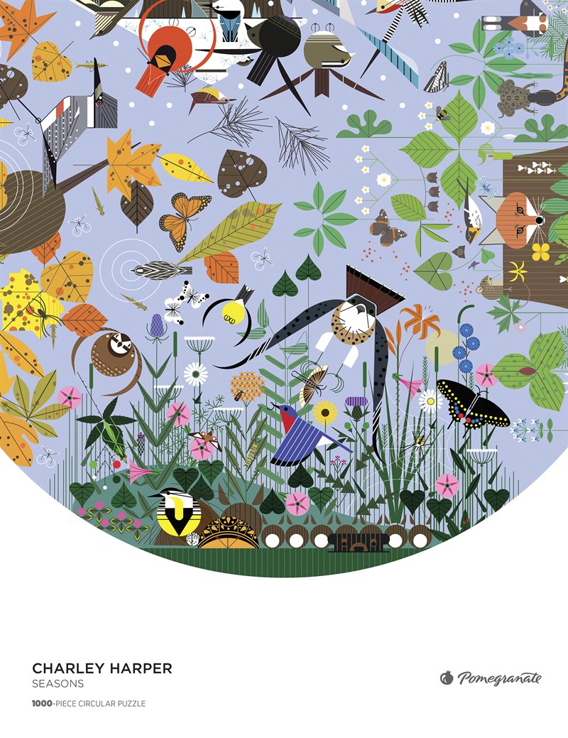 Charley Harper: Seasons 1000-Piece Circular Jigsaw Puzzle