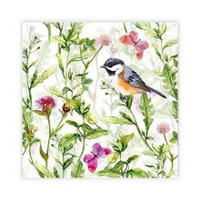Kaffeservett 20p Sommarblommor /fågel